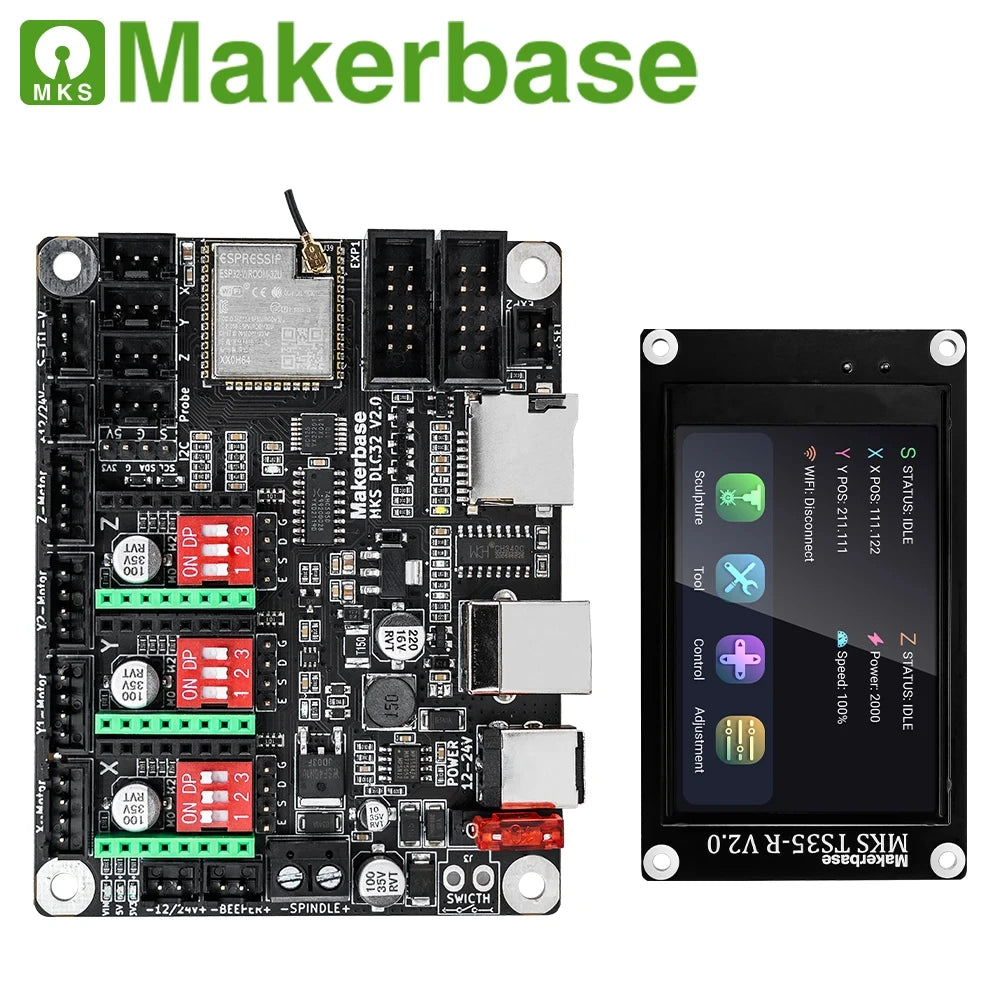 Makerbase MKS DLC32 Grbl Controller Work For Laser&CNC With ESP32 WIFI and TS35.