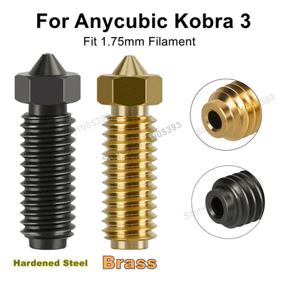 Anycubic Kobra 3 Brass & Hardened Steel Nozzles – 0.2–1.0mm