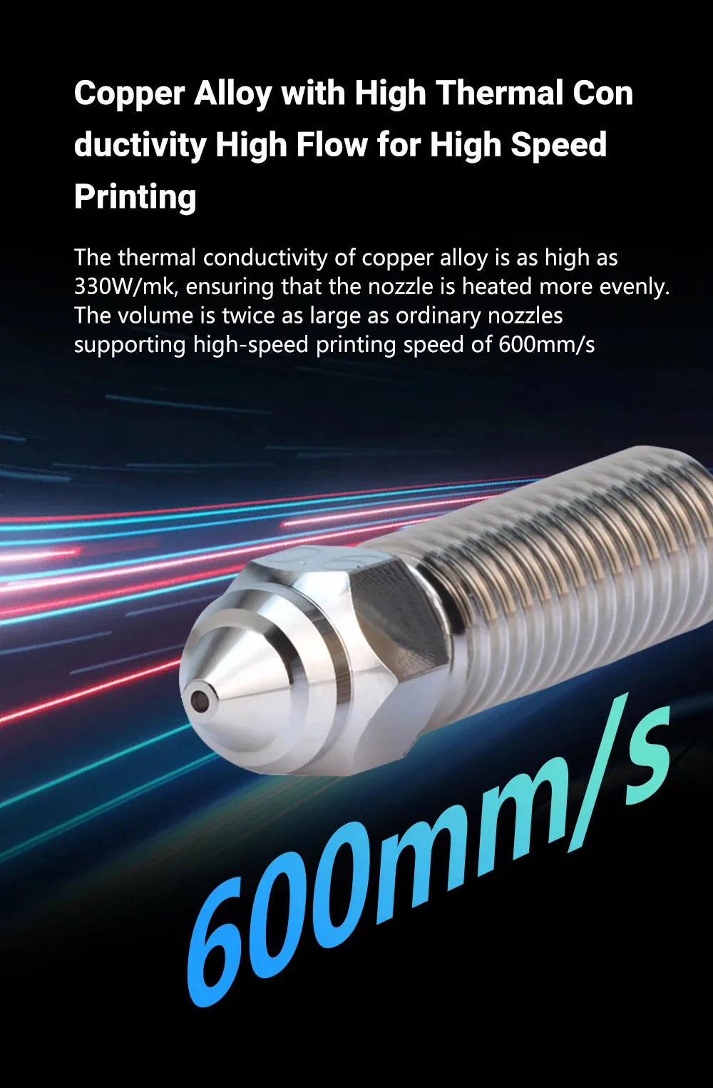 Düse 0.4 0.6 0.8mm für Ender 3 V3 KE K1 K1 Max Vyper K1 Pro Hotend Hartstahl Messing  verkupfertes Messing Genius