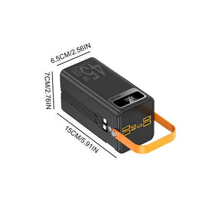 50,000mAh Power Bank – 45W Fast Charging with Built-In Cables