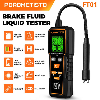 FT01 Automotive Brake Fluid Brake Oil Tester Portable Digital Brake Fluid Tester DOT3/DOT4/DOT5.1 Test With Flexible Probe