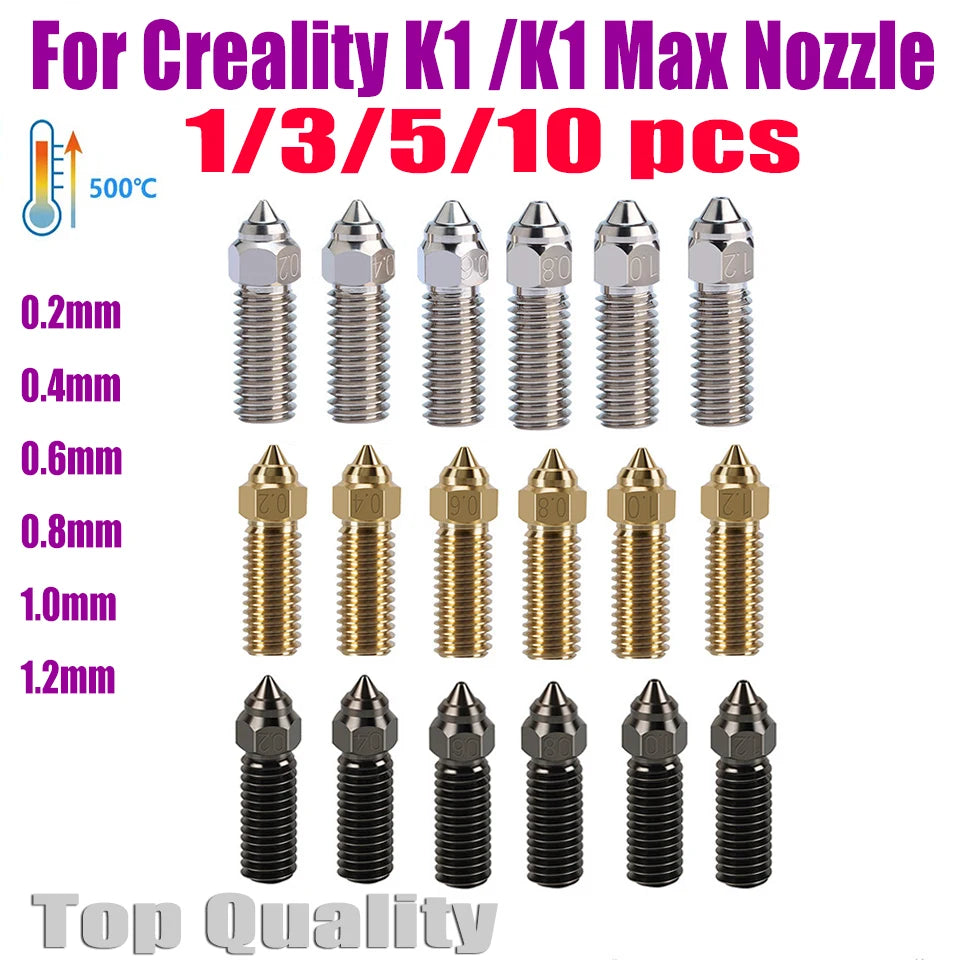 Düse 0.4 0.6 0.8mm für Ender 3 V3 KE K1 K1 Max Vyper K1 Pro Hotend Hartstahl Messing  verkupfertes Messing Genius