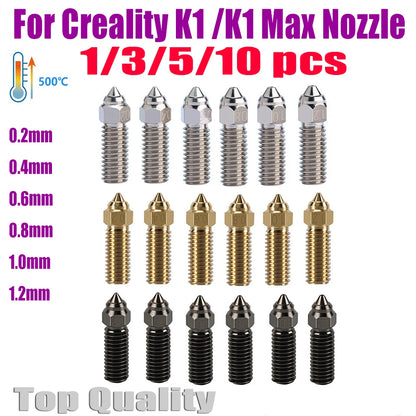 Düse 0.4 0.6 0.8mm für Ender 3 V3 KE K1 K1 Max Vyper K1 Pro Hotend Hartstahl Messing  verkupfertes Messing Genius