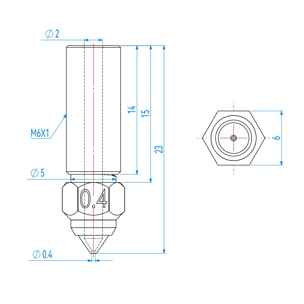 3D Printer Nozzles for Creality, Vyper, Kobra & Sovol – 0.2–0.8mm