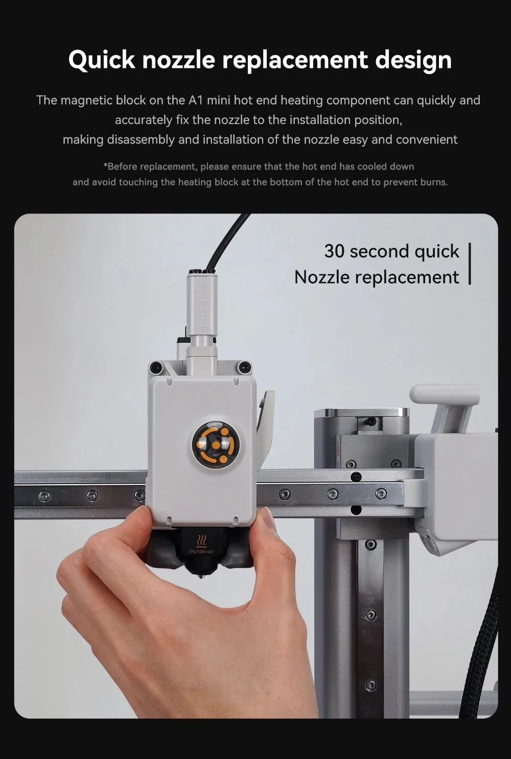 Hotend Kit for Bambu Lab A1/A1 Mini Hotend 0.2/0.4/0.6/0.8mm Hardened Steel Nozzle for Bambulab A1 Accessories 3D Printer Part
