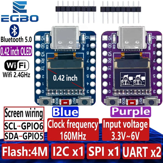MINI ESP32-C3 Development Board with Wi-Fi, Bluetooth & 0.42-Inch OLED