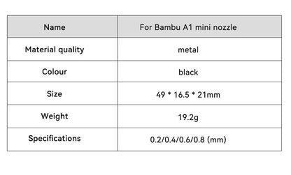 Hotend Kit for Bambu Lab A1/A1 Mini Hotend 0.2/0.4/0.6/0.8mm Hardened Steel Nozzle for Bambulab A1 Accessories 3D Printer Part