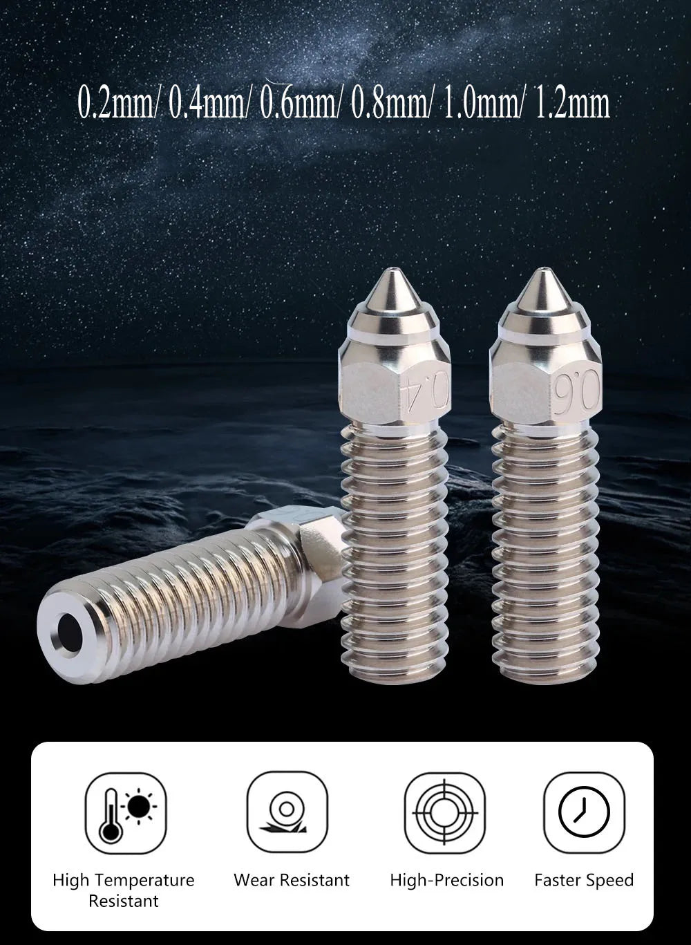 Düse 0.4 0.6 0.8mm für Ender 3 V3 KE K1 K1 Max Vyper K1 Pro Hotend Hartstahl Messing  verkupfertes Messing Genius