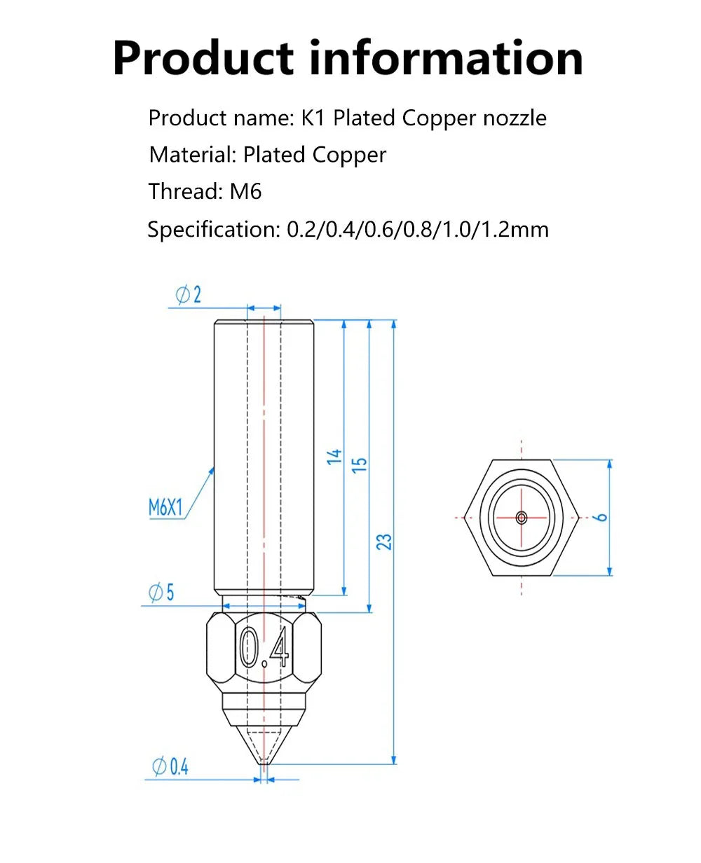 Düsen  für Creality Ender 3 V3 KE K1 Max  0.2–1.2mm  gehärteter  Stahl  Hochwertig