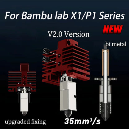 Upgrade TZ V2.0 Hotend with 2510 Fan Print Head For Bambu Lab X1 X1C P1P P1S Hot End Bimetal Throat Brass Hardened Steel Nozzle