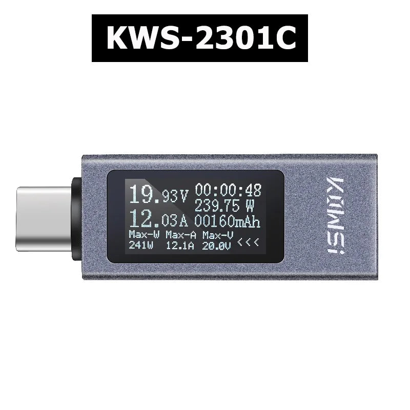 Type-C Multi-function Digital Display DC Voltage Ammeter Power Meter DC 4-30V 12A Voltmeter Ammeter Charger Capacity Tester
