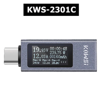 Type-C Multi-function Digital Display DC Voltage Ammeter Power Meter DC 4-30V 12A Voltmeter Ammeter Charger Capacity Tester