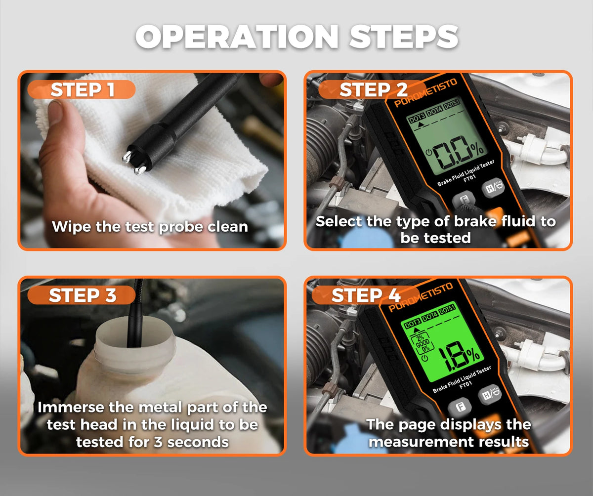 FT01 Automotive Brake Fluid Brake Oil Tester Portable Digital Brake Fluid Tester DOT3/DOT4/DOT5.1 Test With Flexible Probe