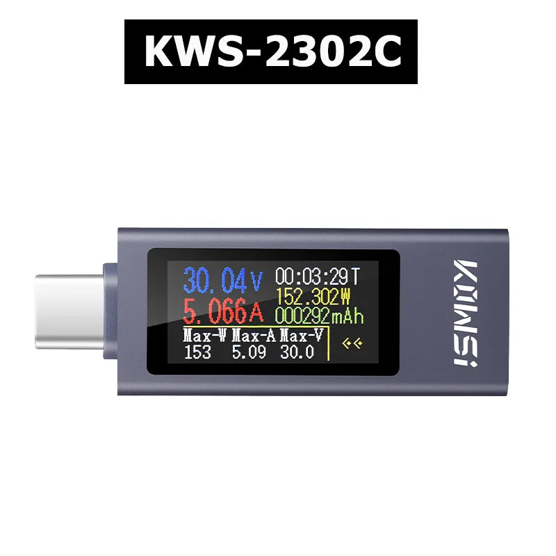 Type-C Multi-function Digital Display DC Voltage Ammeter Power Meter DC 4-30V 12A Voltmeter Ammeter Charger Capacity Tester