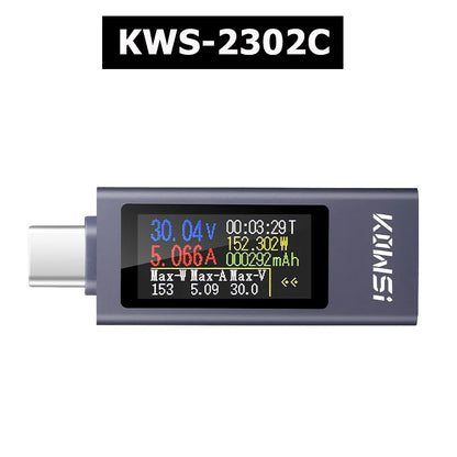 Type-C Multi-function Digital Display DC Voltage Ammeter Power Meter DC 4-30V 12A Voltmeter Ammeter Charger Capacity Tester