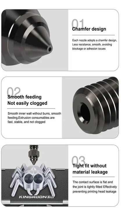 ELEGOO Neptune 4 Nozzle Brass Stainless Steel Hardened High Speed Nozzles For