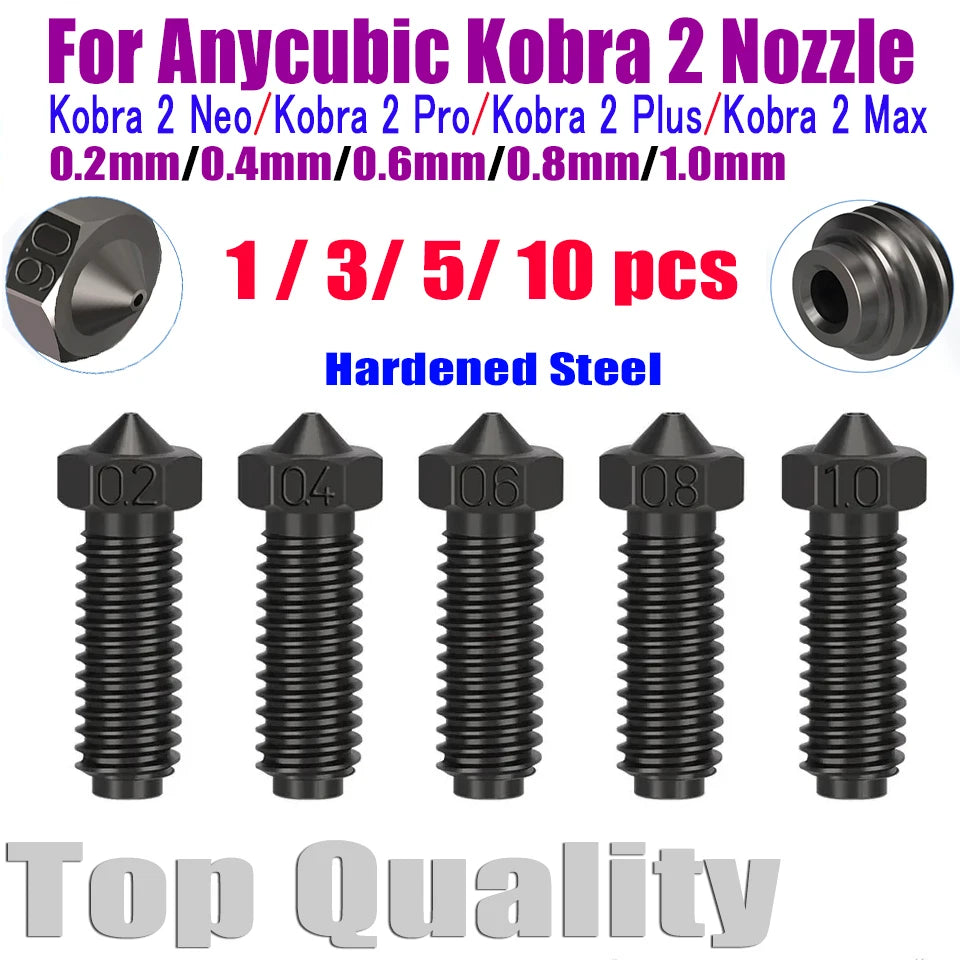 For Anycubic Kobra 2 Nozzle Hardened Steel Nozzles For Kobra 2 Neo/Kobra 2 Pro/Kobra 2 Plus/Kobra 2 Max Nozzle 3D Printer Parts