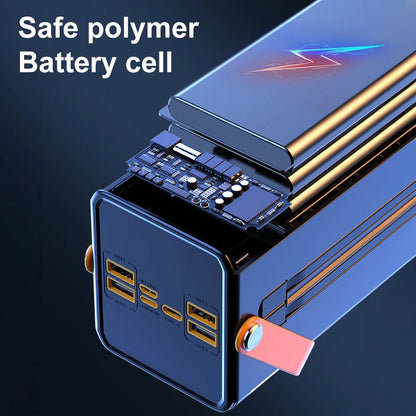 50,000mAh Power Bank – 45W Fast Charging with Built-In Cables