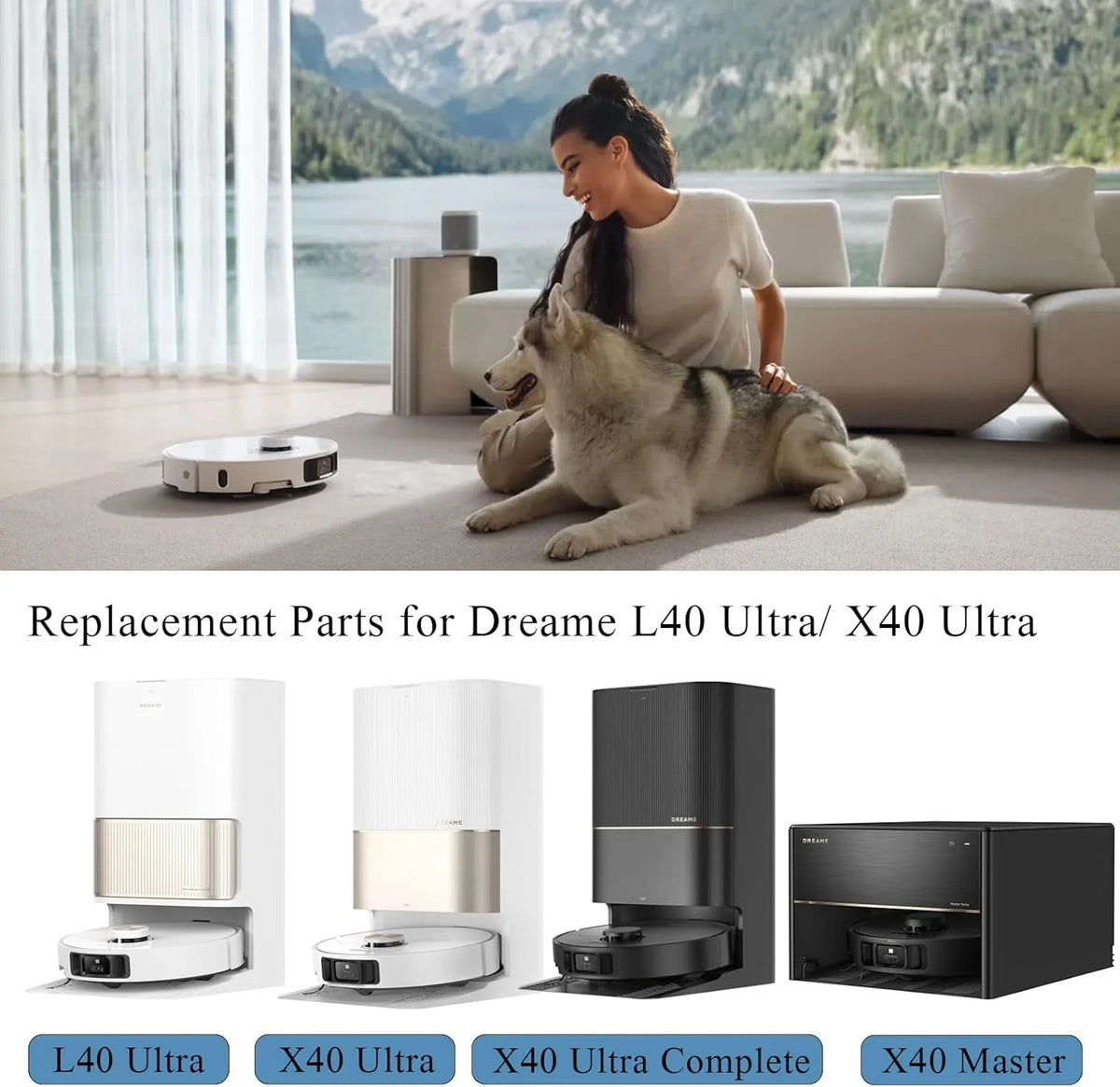 Dreame X40 Ultra / X40 Pro / L40 Ultra Robot Vacuum Spare Parts Main Side Brushes Mop Cloths HEPA Filters Dust Bags Accessories