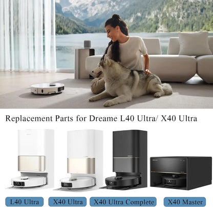 Dreame X40 Ultra / X40 Pro / L40 Ultra Robot Vacuum Spare Parts Main Side Brushes Mop Cloths HEPA Filters Dust Bags Accessories