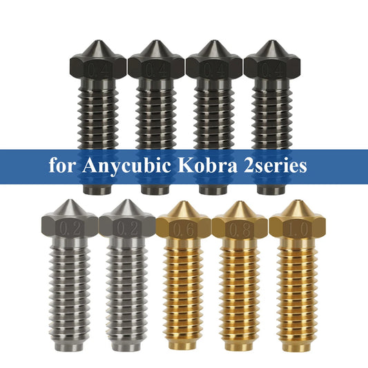 Brass & Hardened Steel Nozzles for Anycubic Kobra 2 Series – 0.2–0.8mm