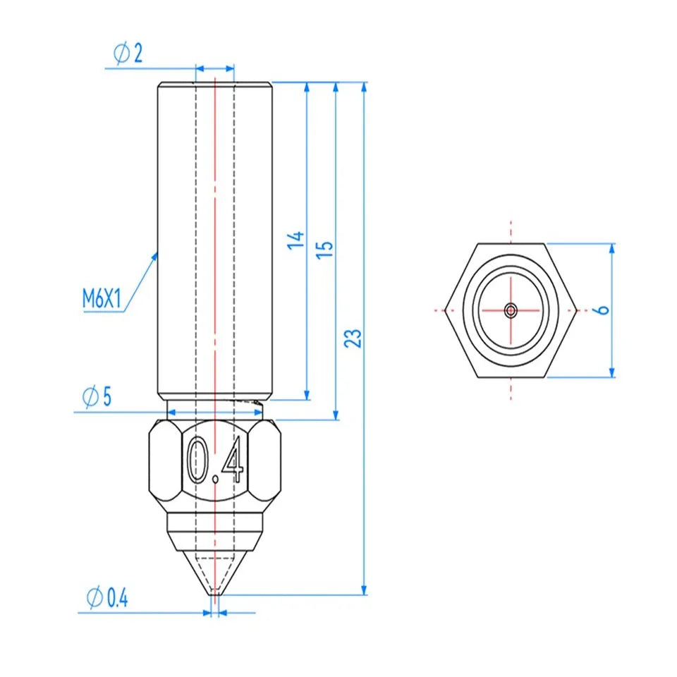 Düse 0.4 0.6 0.8mm für Ender 3 V3 KE K1 K1 Max Vyper K1 Pro Hotend Hartstahl Messing  verkupfertes Messing Genius