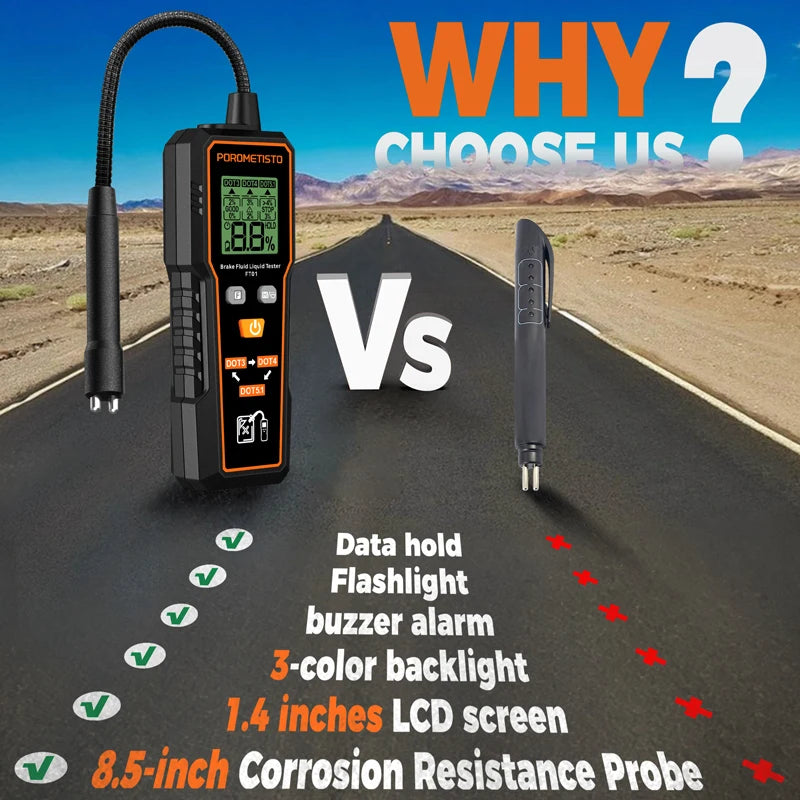 FT01 Automotive Brake Fluid Brake Oil Tester Portable Digital Brake Fluid Tester DOT3/DOT4/DOT5.1 Test With Flexible Probe