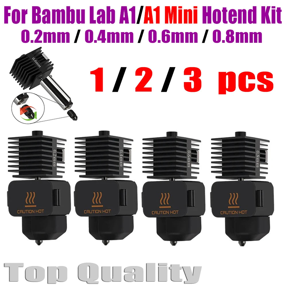 Hotend Kit for Bambu Lab A1/A1 Mini Hotend 0.2/0.4/0.6/0.8mm Hardened Steel Nozzle for Bambulab A1 Accessories 3D Printer Part