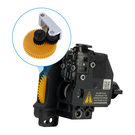 Hardened steel extruder gear feeder assembly for Bambu Lab X1 and P1 series