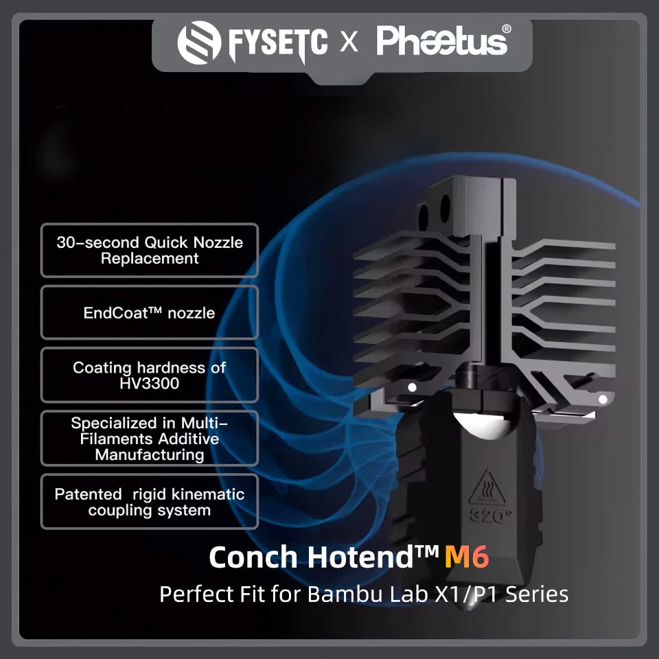 Phaetus Conch hotend for Bambu Lab X1 and P1 series