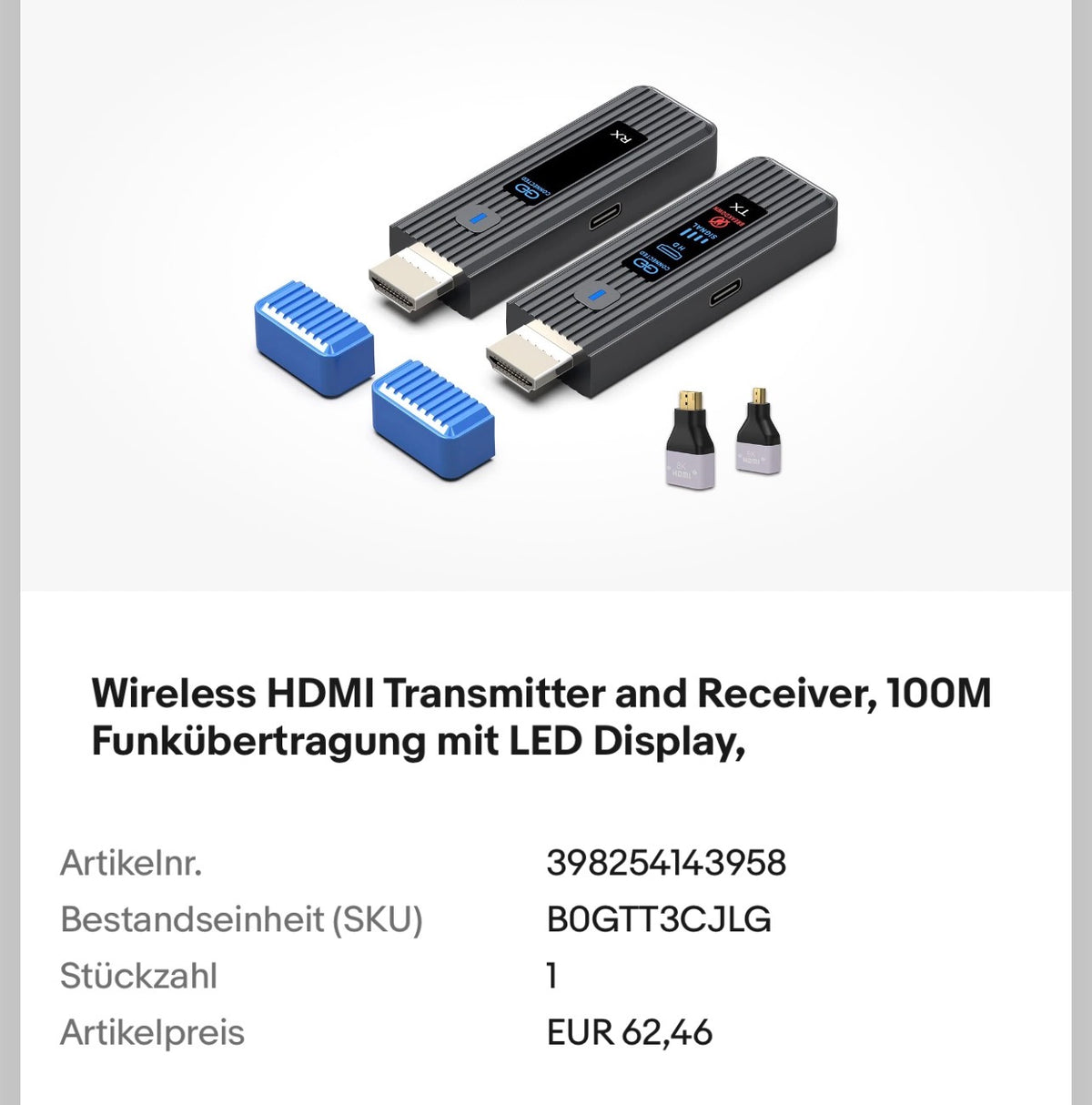 Wireless HDMI transmitter and receiver 100M with LED display